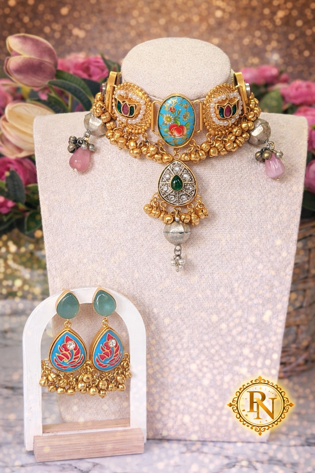 Roza Kashmiri Gungru Necklace Set