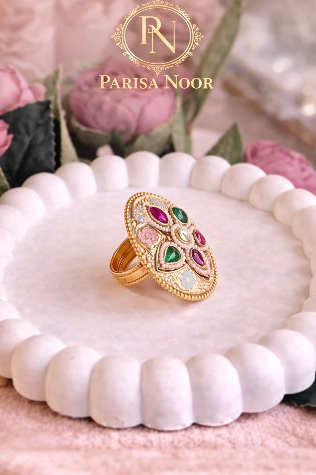 Mahnoor Royal Meenakari Adjustable Ring