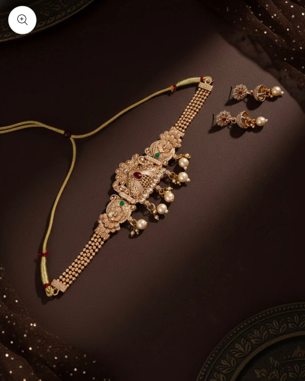 Zarqash Choker Necklace Set with Earrings