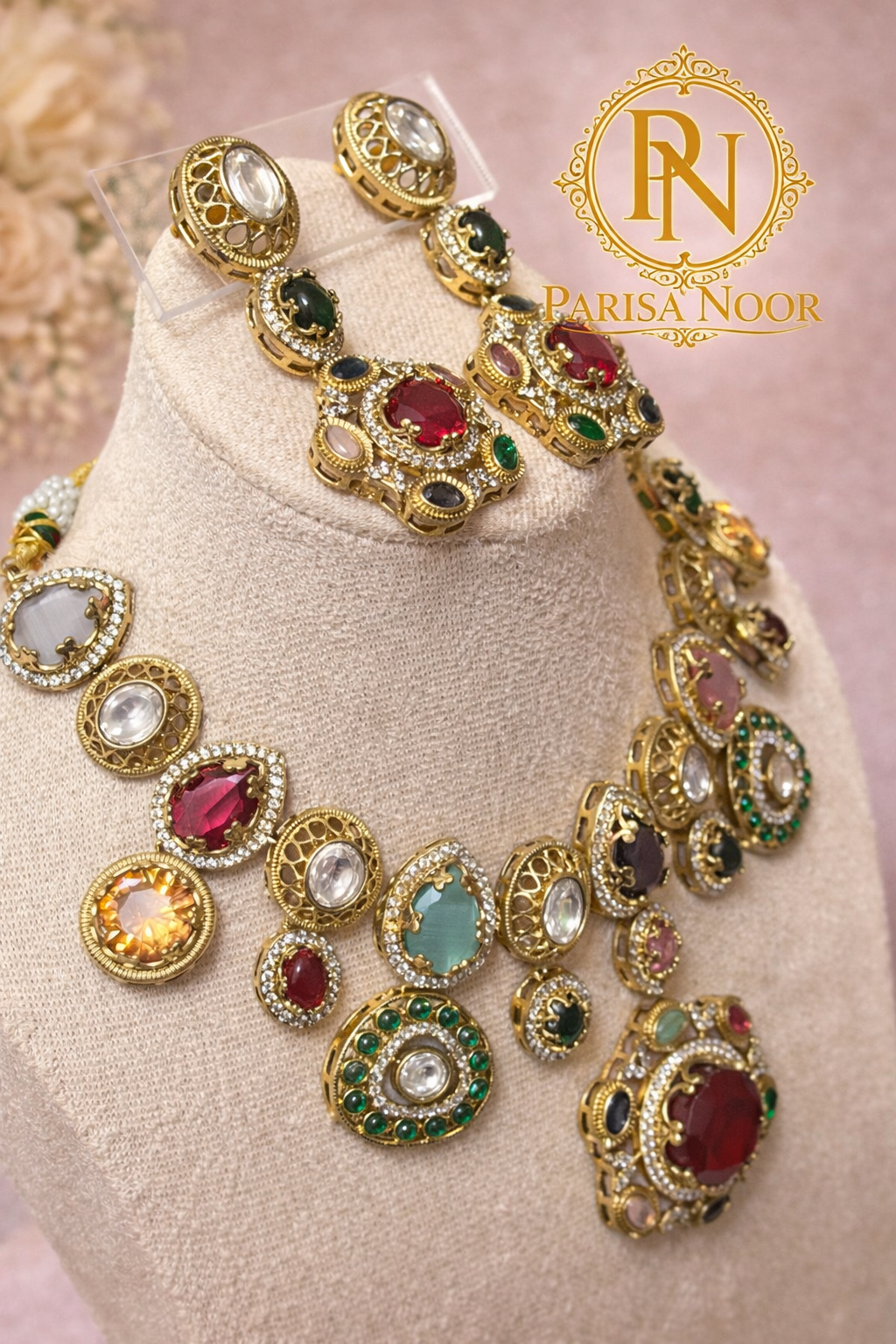 Noor Rani Multigem Designer Necklace Set