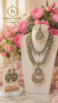 Siena Pearl Layer Necklace With Earring & Teeka