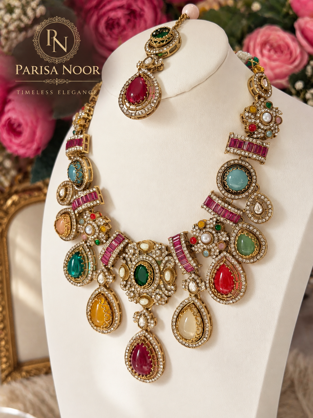 Zarvika Sabya Multicolour Designer Necklace Set