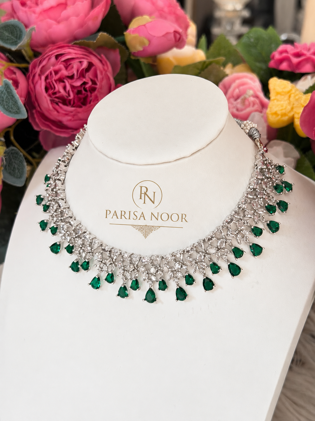 Zahira Emerald Green AD Necklace Set