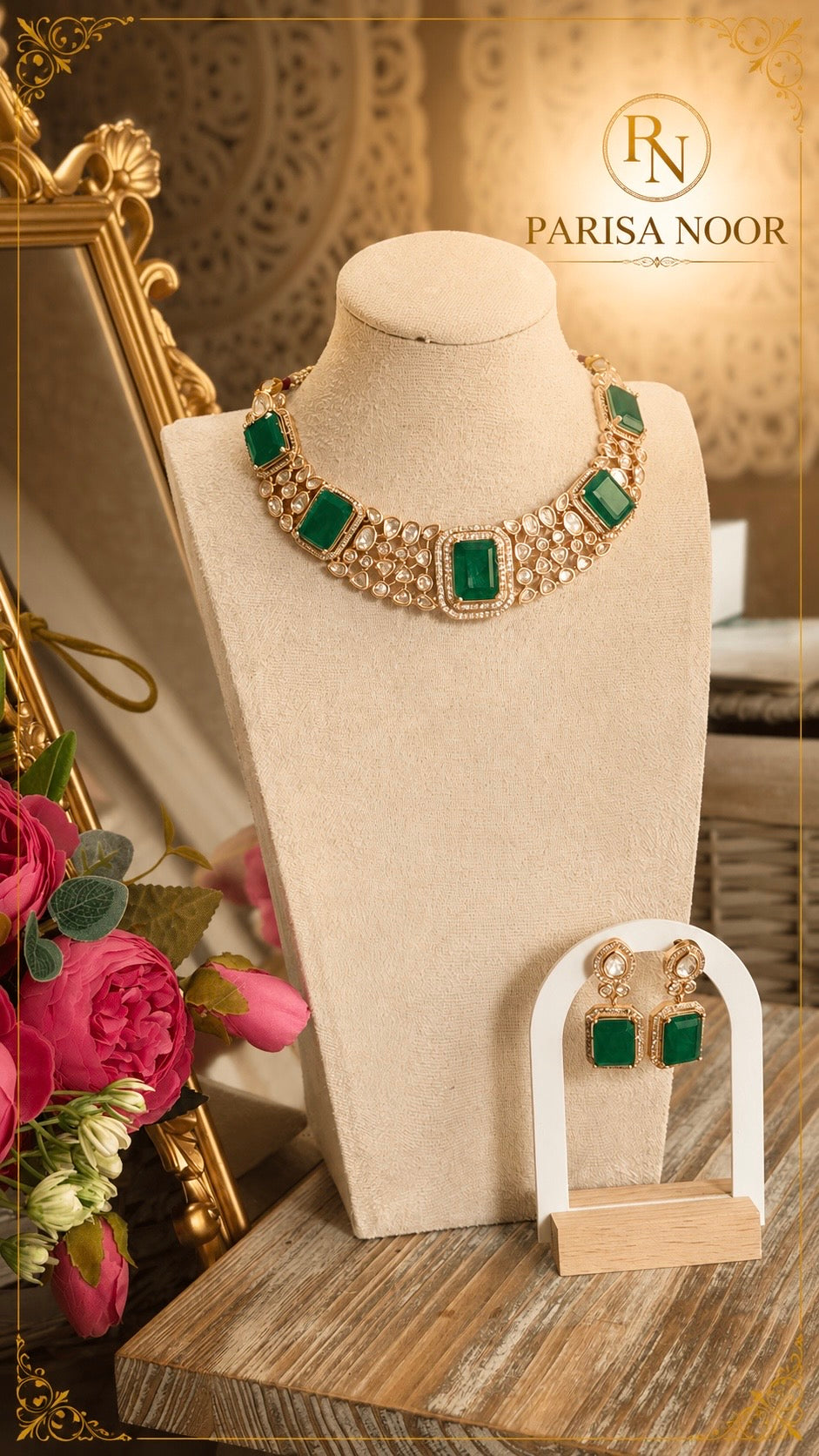 Amani Luxury Emerald Moissanite Necklace Set
