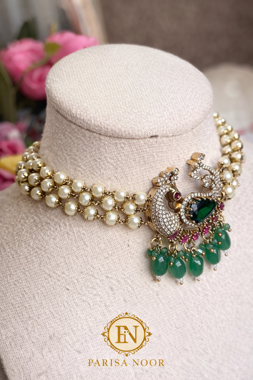 Noor Zariya Pearl Statement Choker Necklace Set