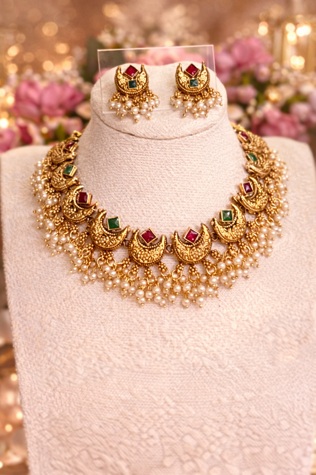 Half Moon Heritage Pearl Necklace Set