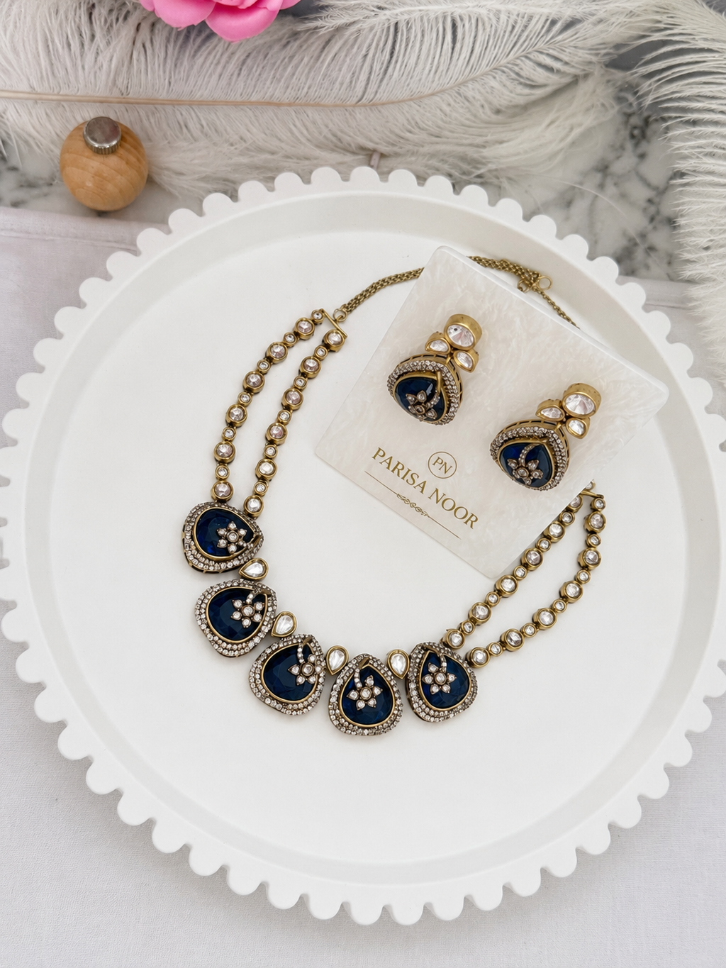 Nilaya Royal Blue Kundan Necklace Set
