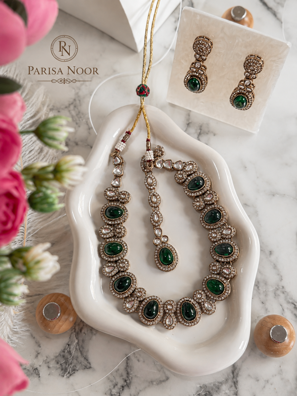Ehsaas Polki Kundan Green Necklace Set