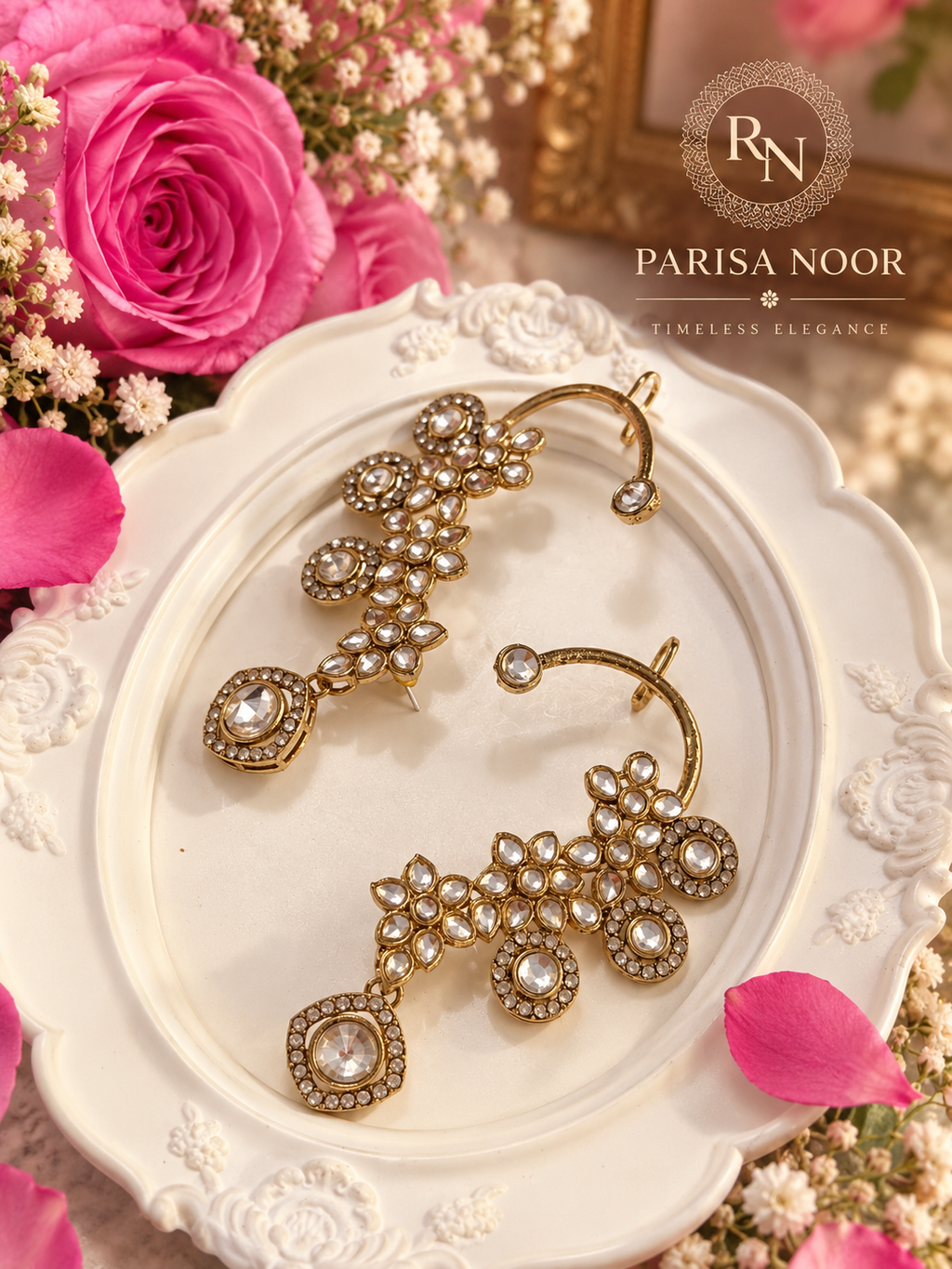 Aarvika Designer Kundan Ear Cuff Earrings