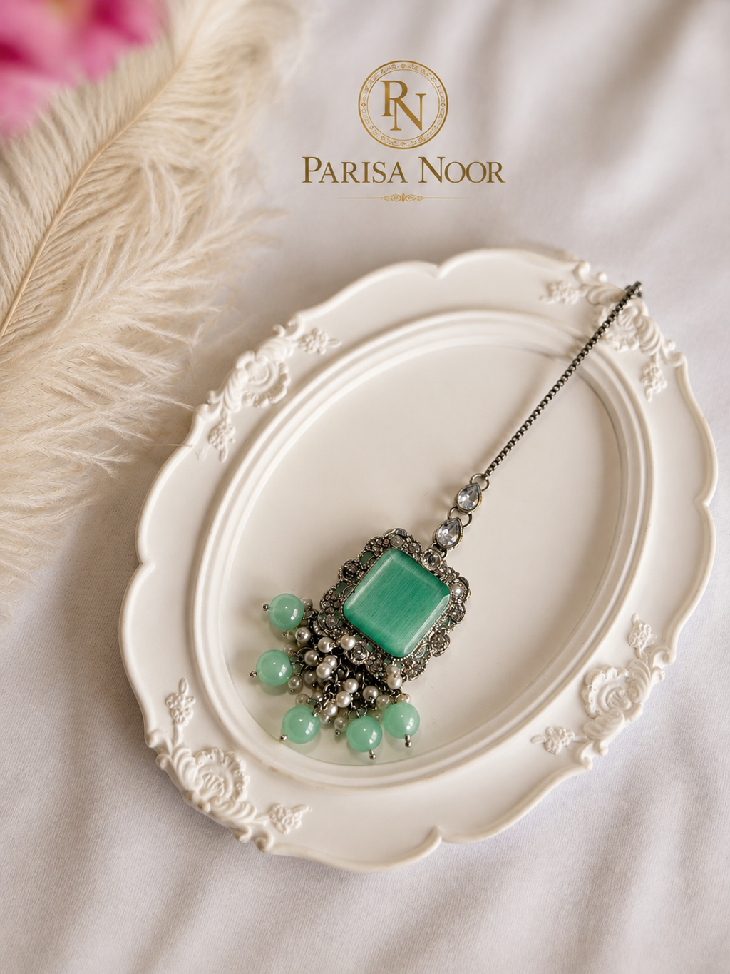 Aysel Mint Geeen Turkish Necklace Set