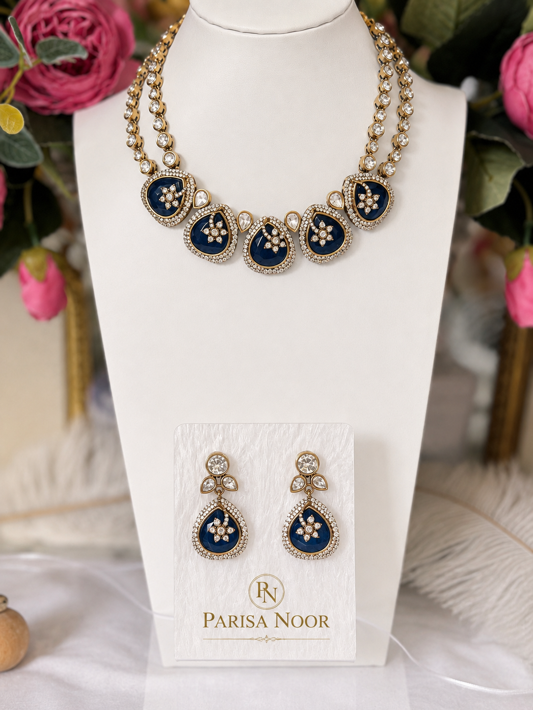 Nilaya Royal Blue Kundan Necklace Set
