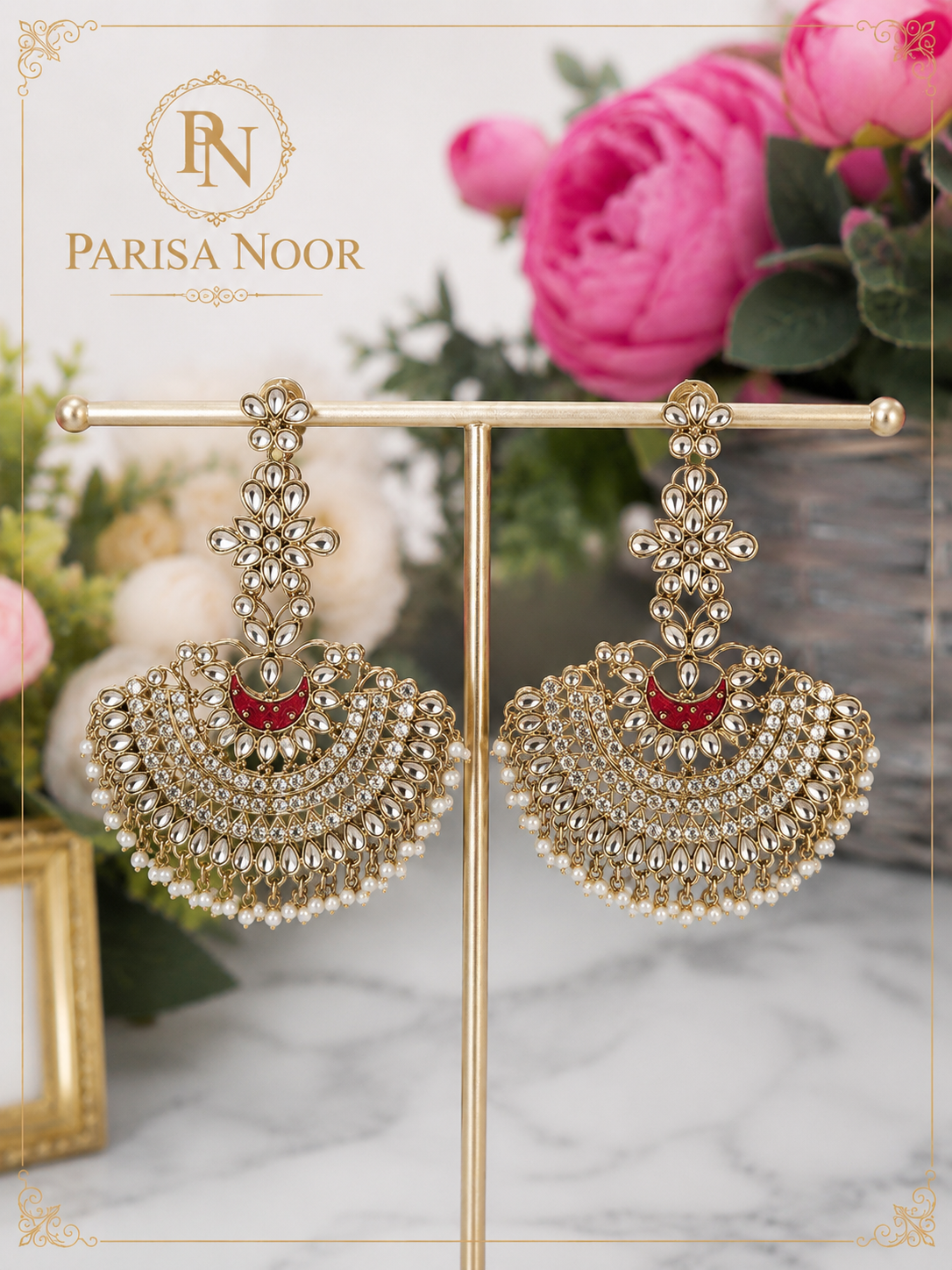 Zehara Half Moon Chandbali Earrings