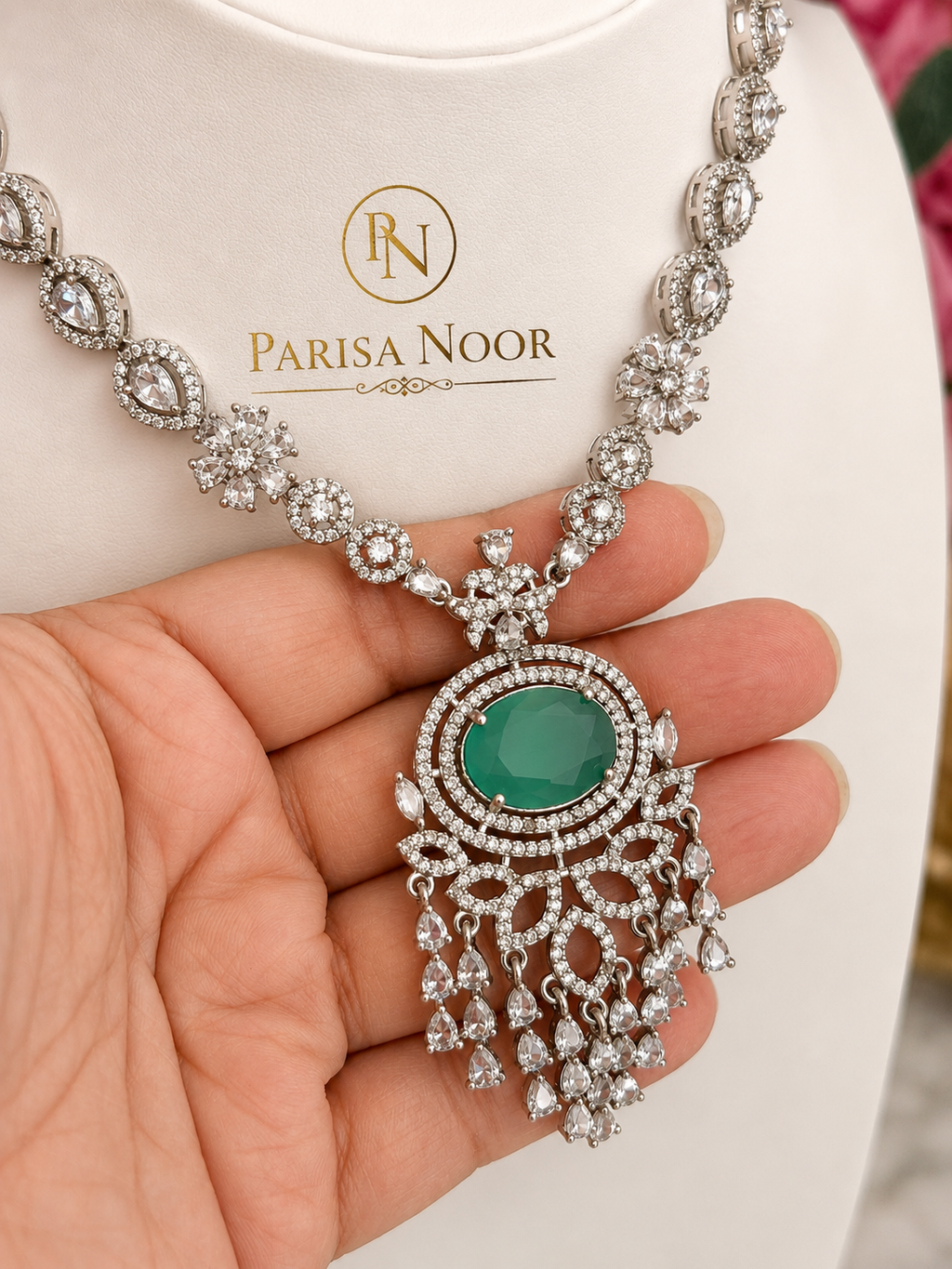 Zunaira Teal AD Statement Necklace Set
