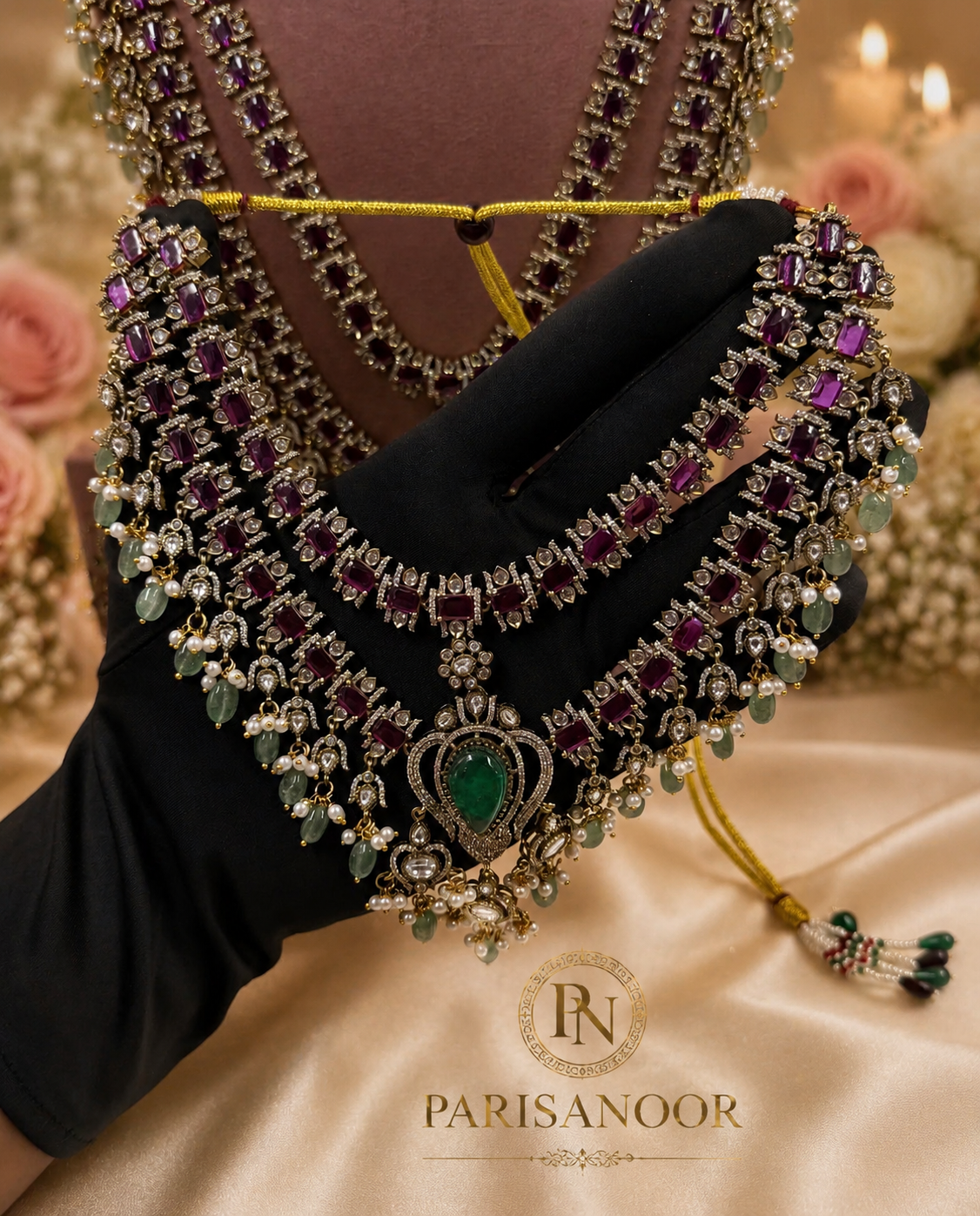 Yukta Victorian Layered Bridal Necklace Set ( Pre-Order )