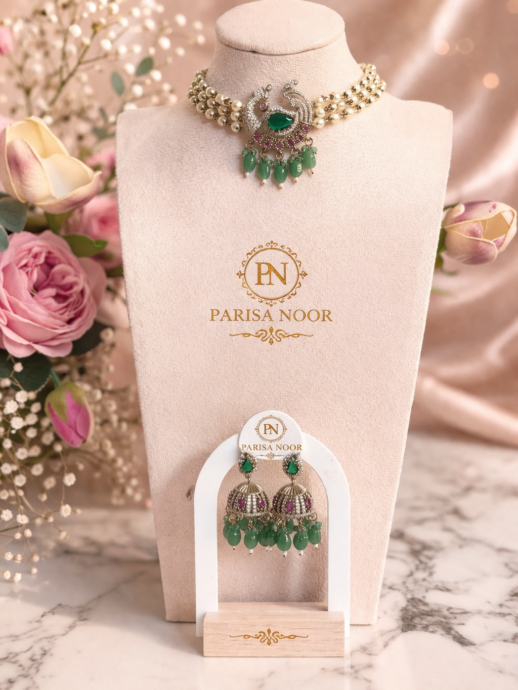 Noor Zariya Pearl Statement Choker Necklace Set