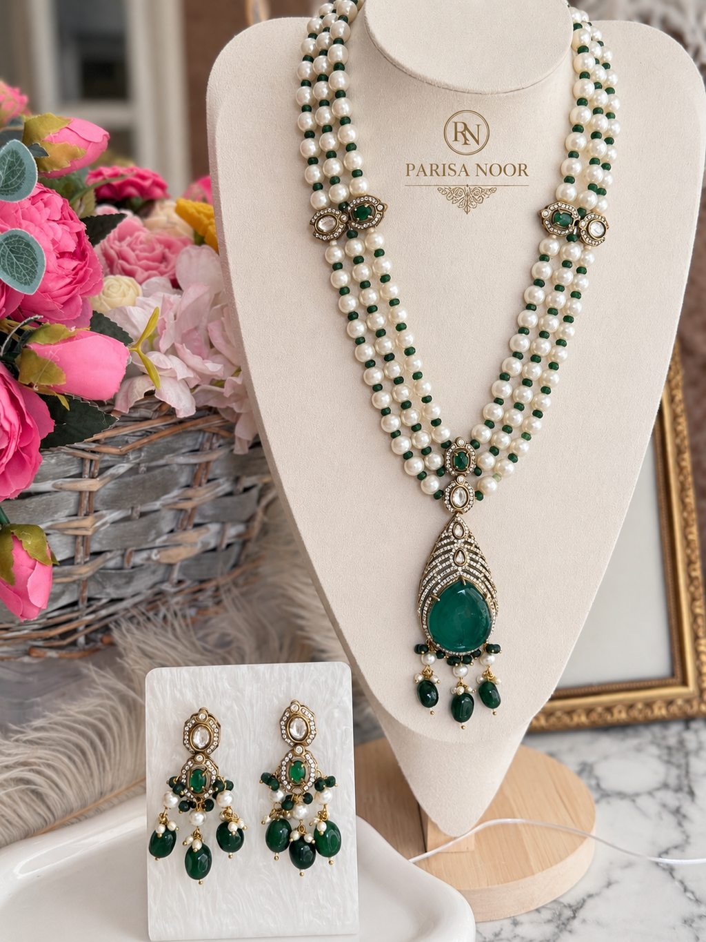 Arabella Victorian Emerald Designer Long Mala