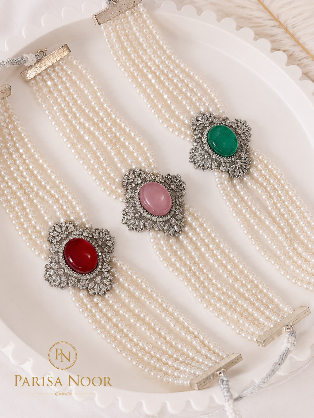 Elira Mint Pearl Designer Choker Set