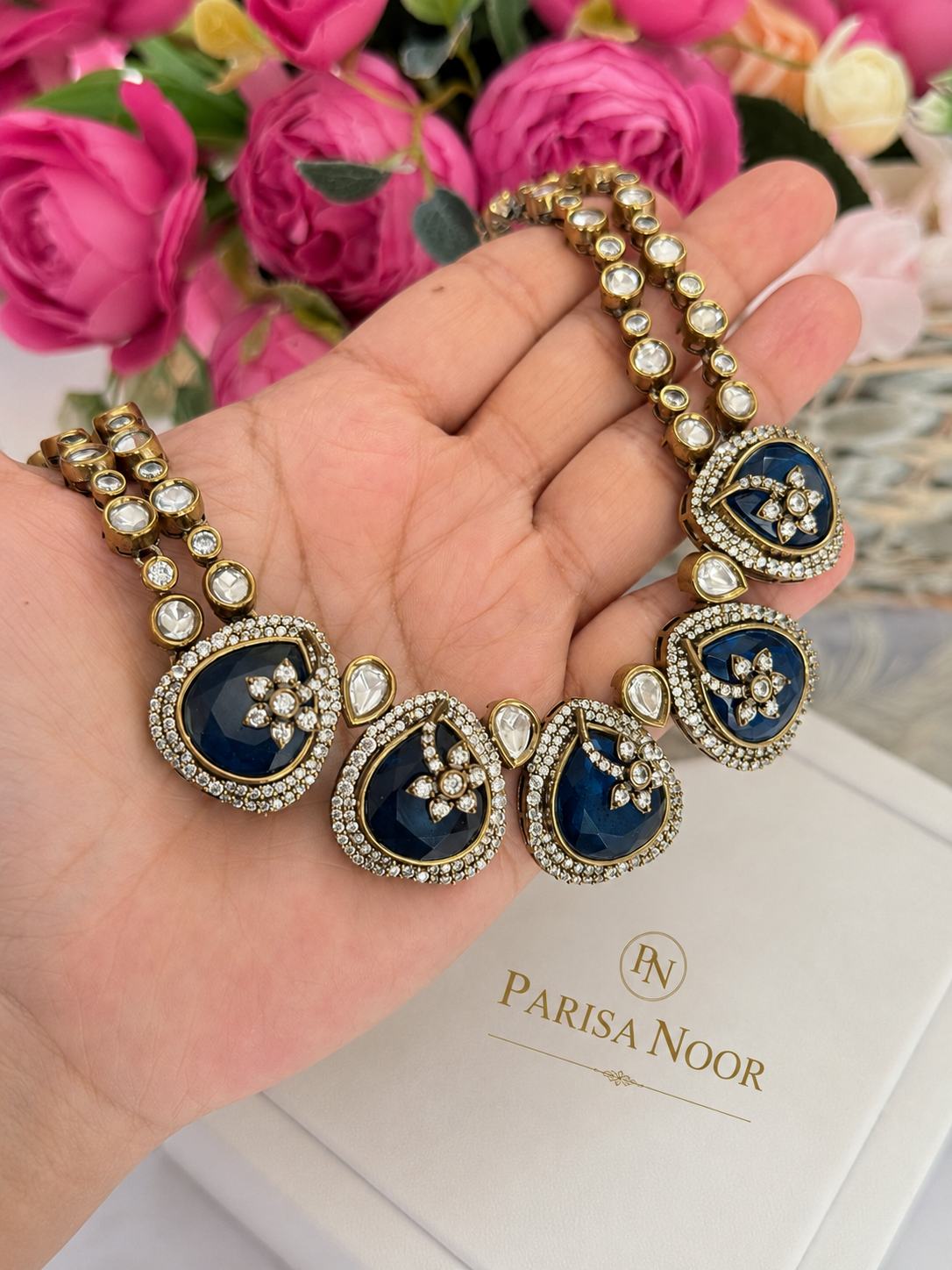Nilaya Royal Blue Kundan Necklace Set
