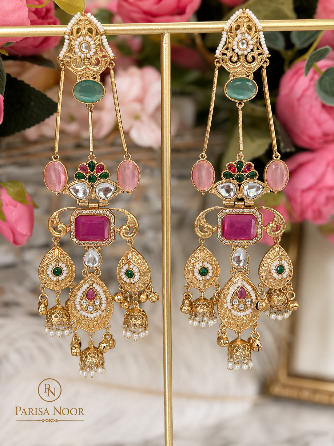 Aafreen Luxury Kashmiri Jhumka Earrings Pink