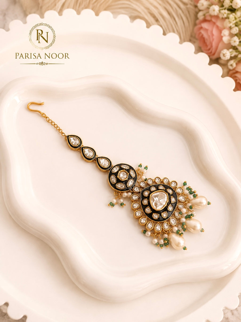 Vanya Meenakari Kundan Green Necklace Set