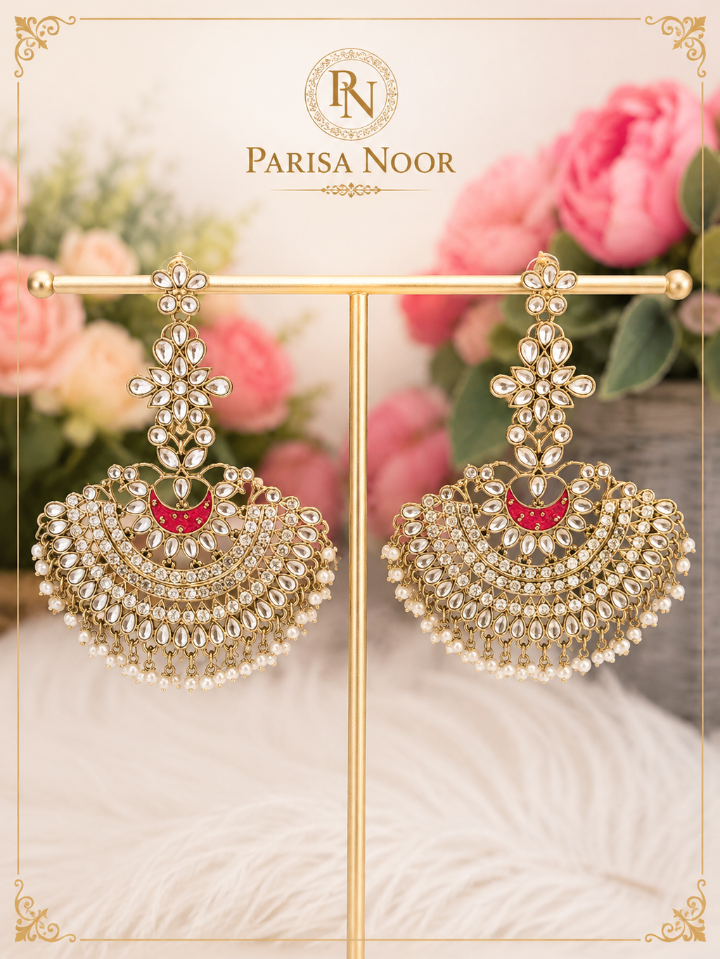 Zehara Half Moon Chandbali Earrings