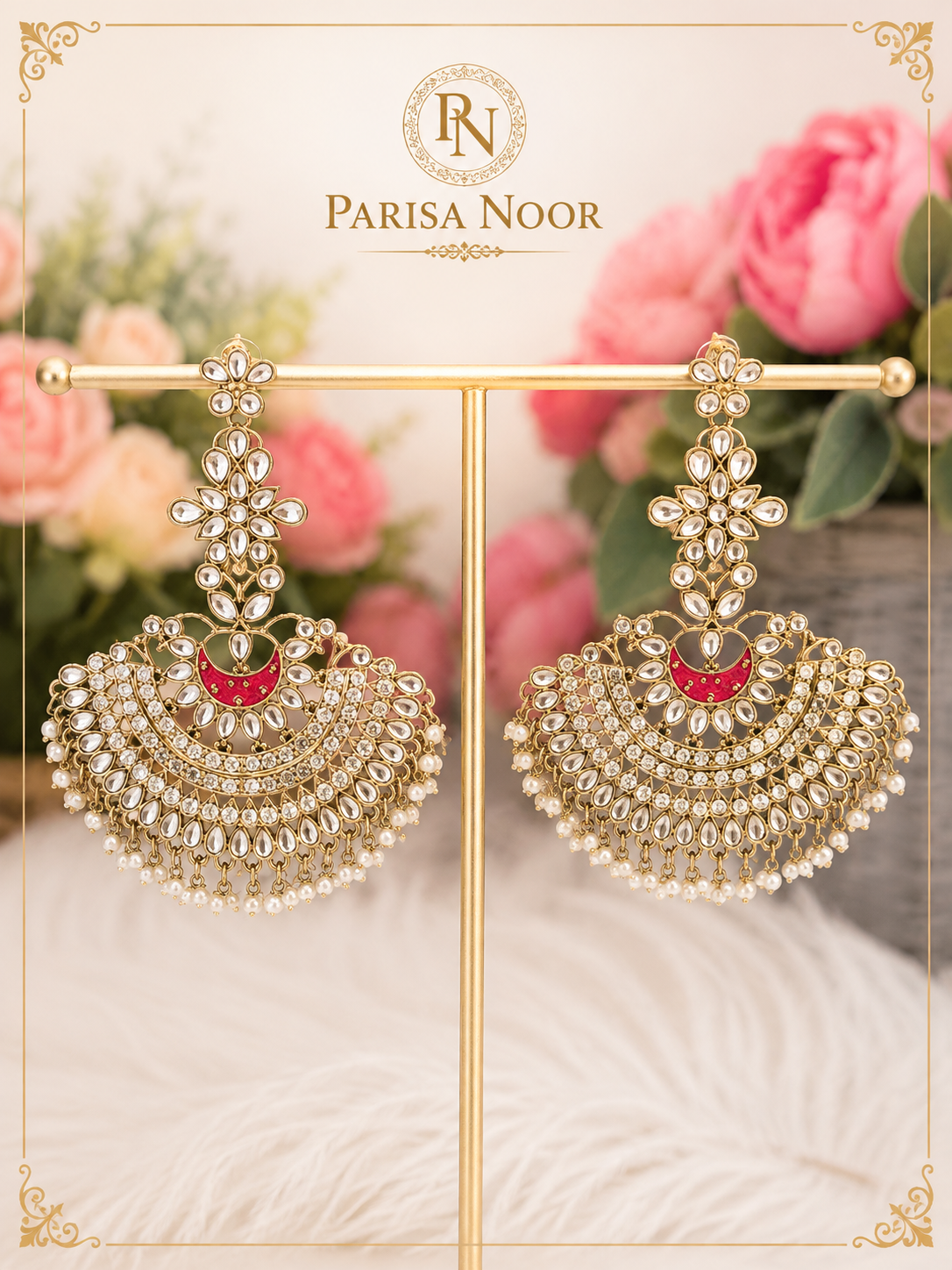 Zehara Half Moon Chandbali Earrings