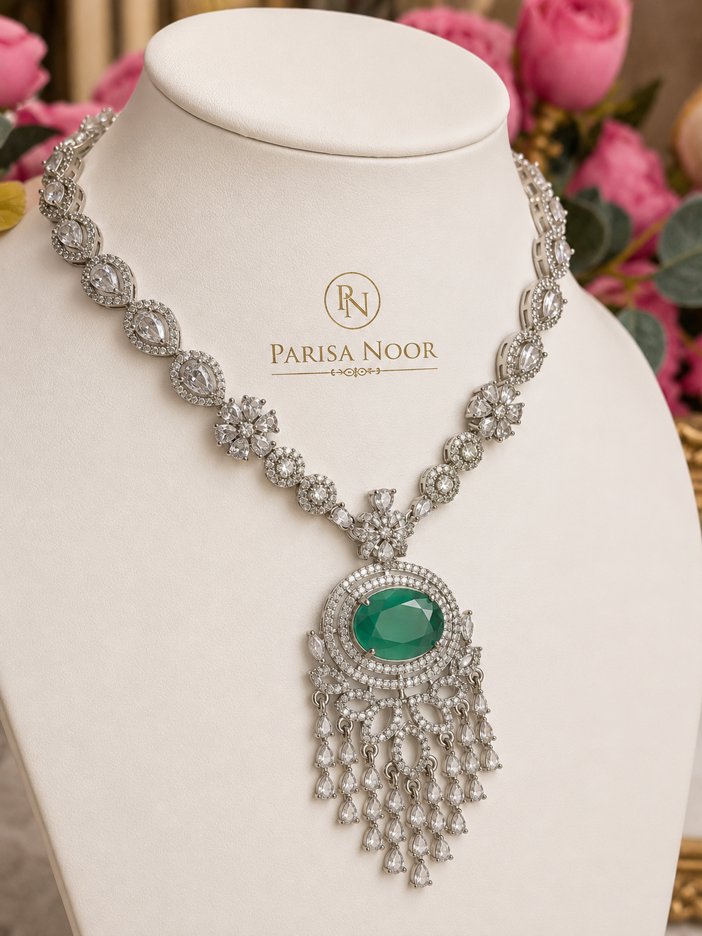 Zunaira Teal AD Statement Necklace Set