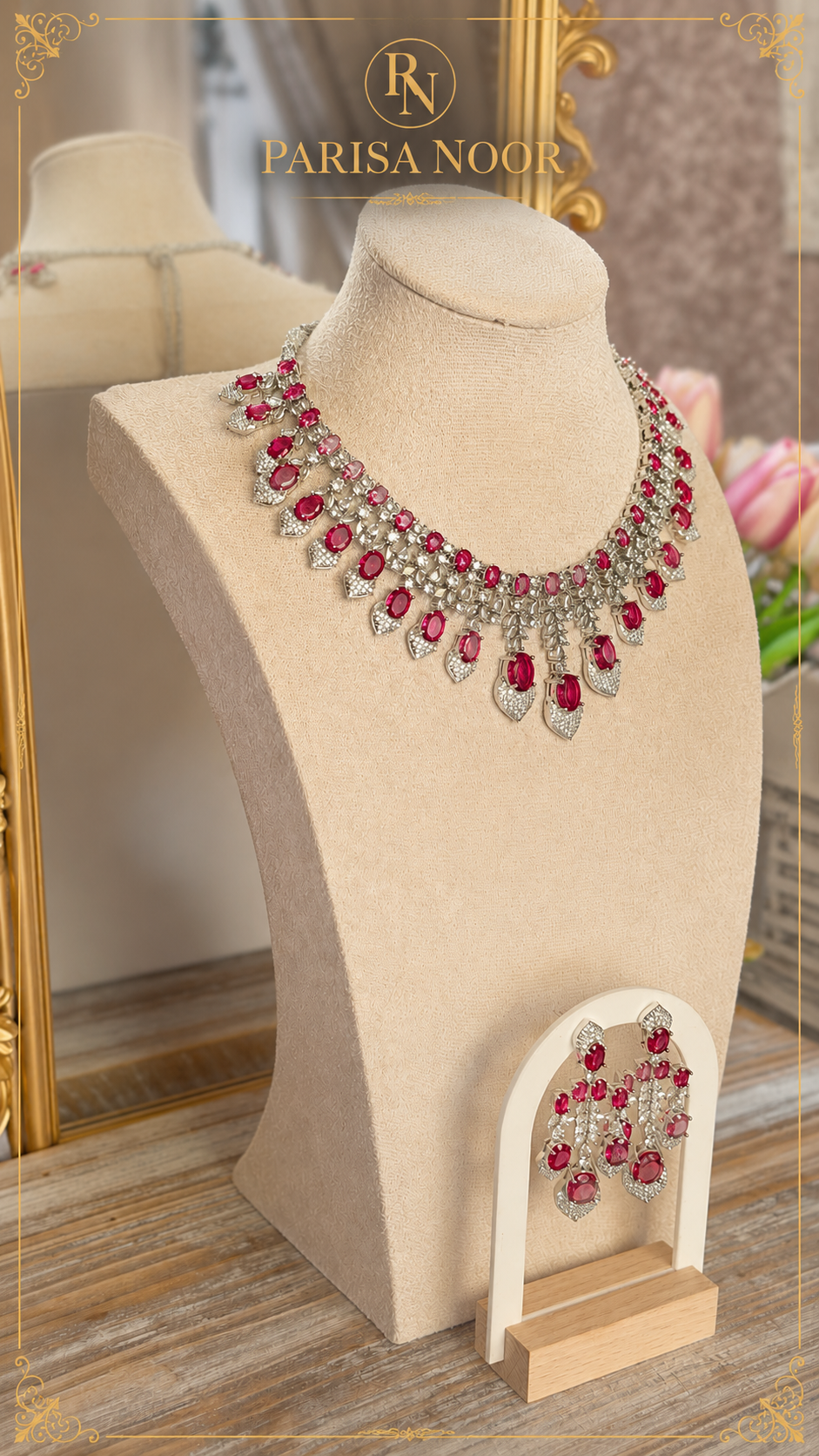 Ruby Royal Moissanite Necklace Set