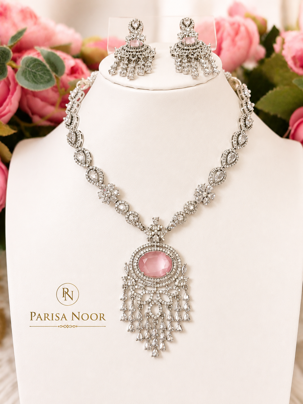 Zunaira Pink AD Designer Necklace Set