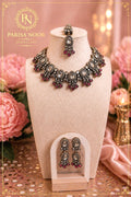 Aiyaara Ruby Kundan Necklace Set with Teeka
