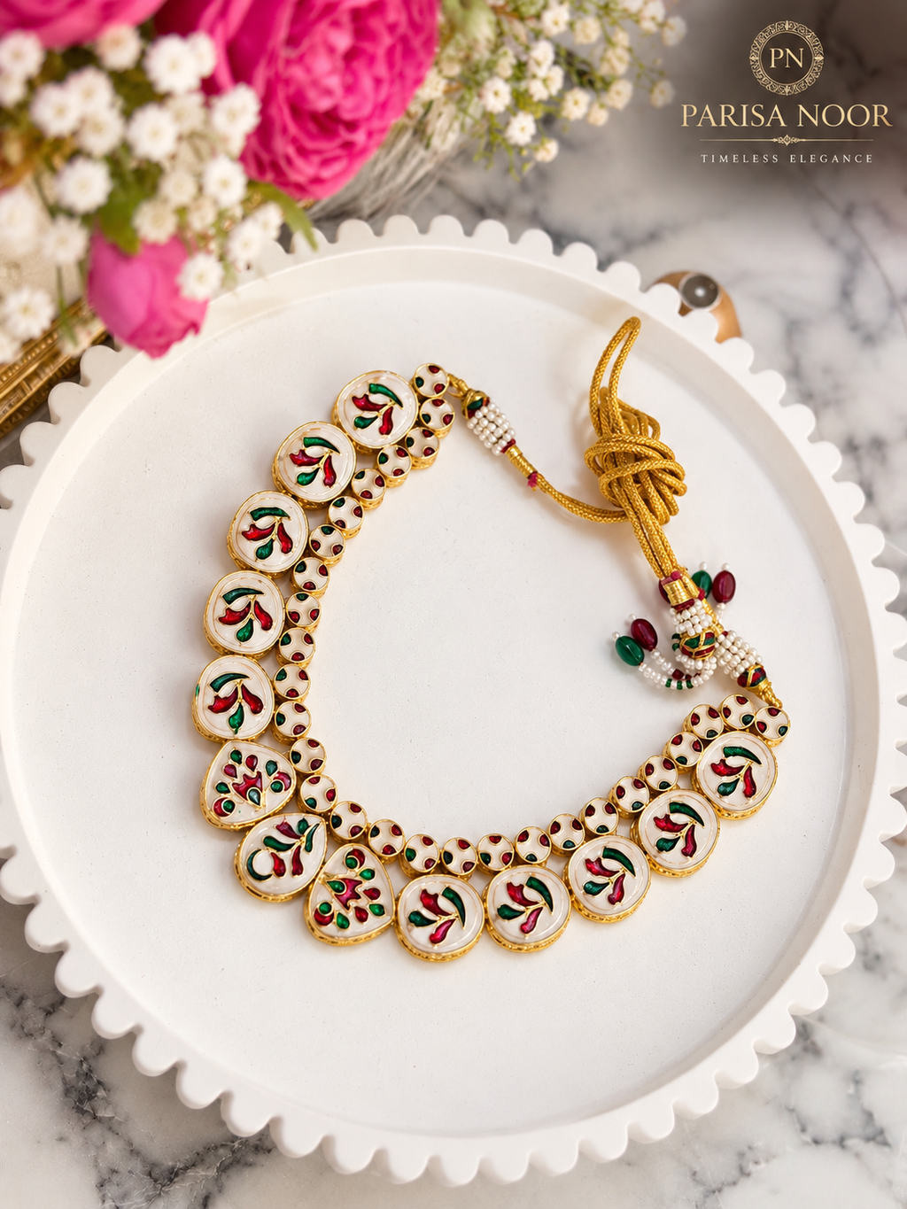 Aroshika Reversible Kundan Meenakari Necklace Set