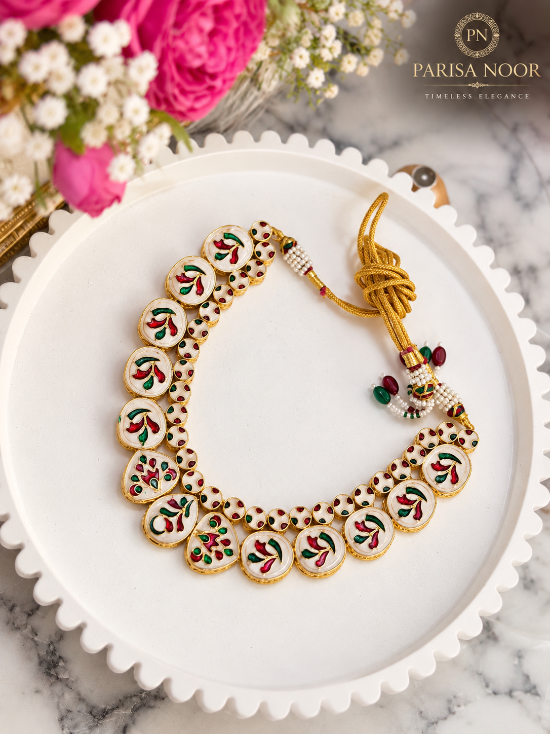 Aroshika Reversible Kundan Meenakari Necklace Set