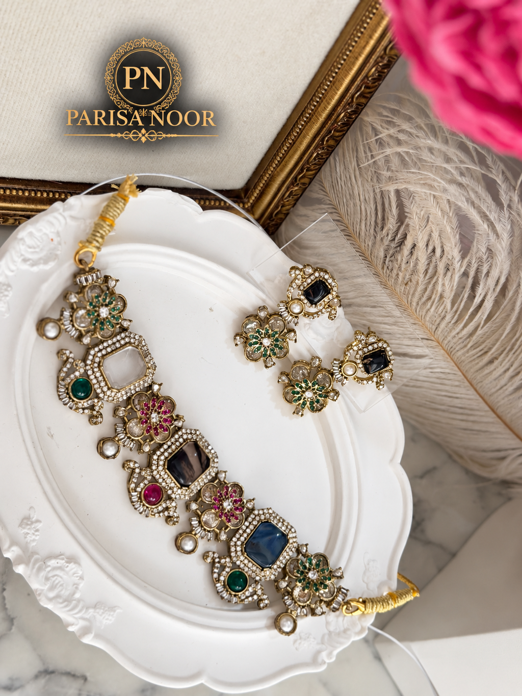 Zahvani Sabya-Inspired Multicolour Designer Choker Set