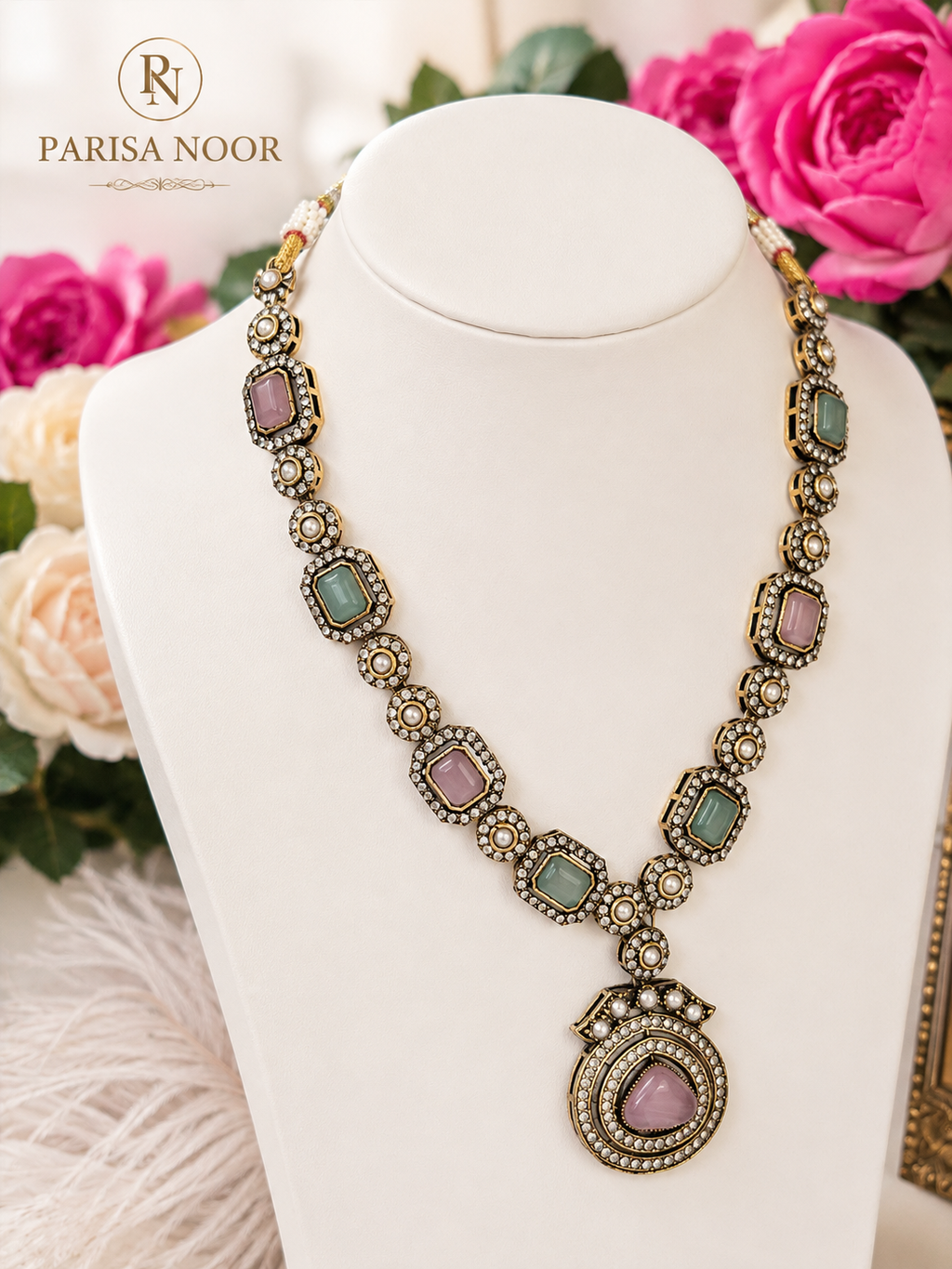 Deena Pastel Kundan Necklace Set