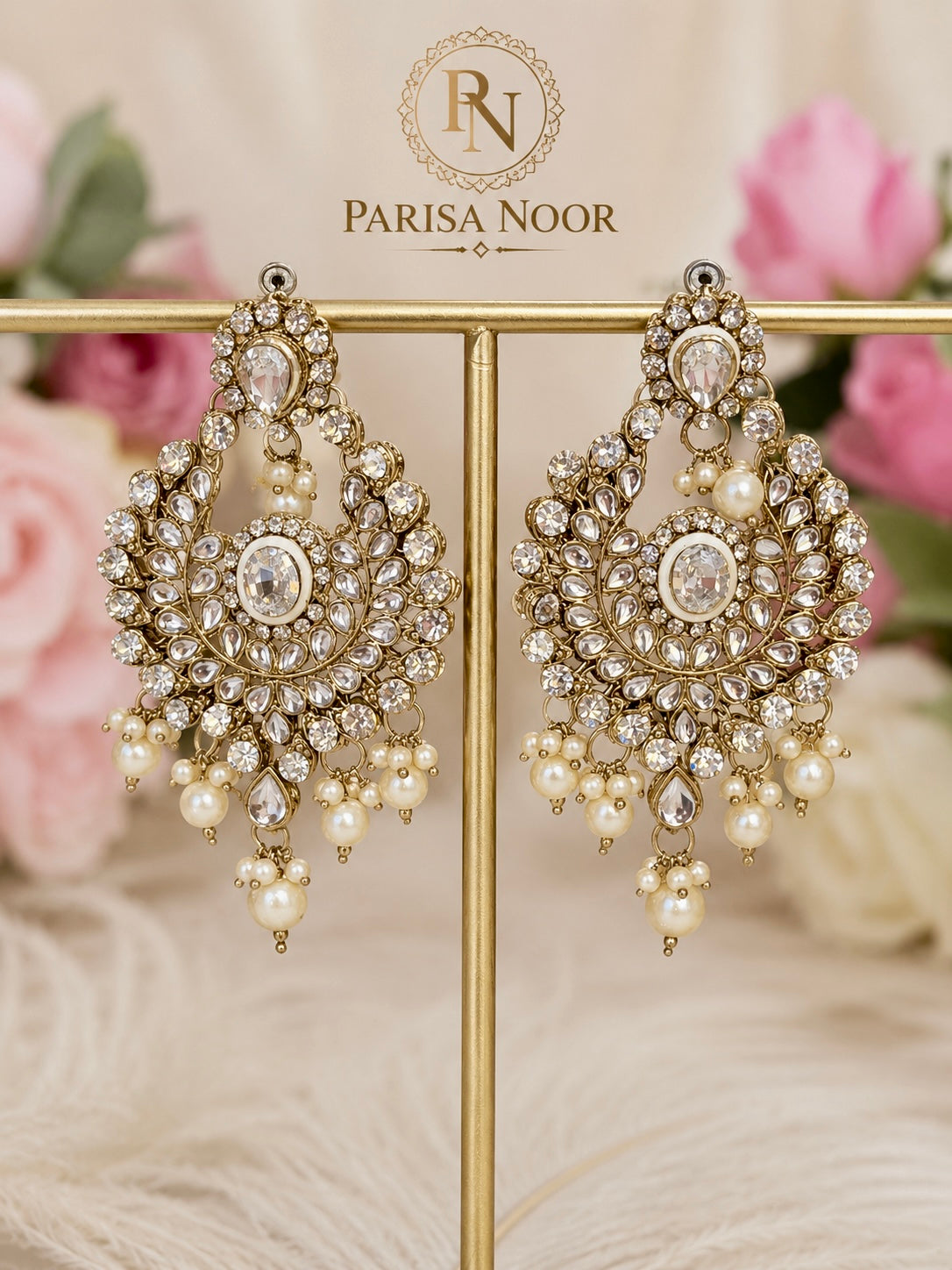 Zahara Kundan Pearl Earrings – Clearance Sale