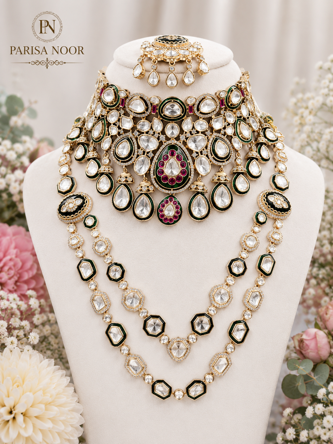 Nouriya Royale Moissanite Kundan Bridal Combo Set (Pre-Order)