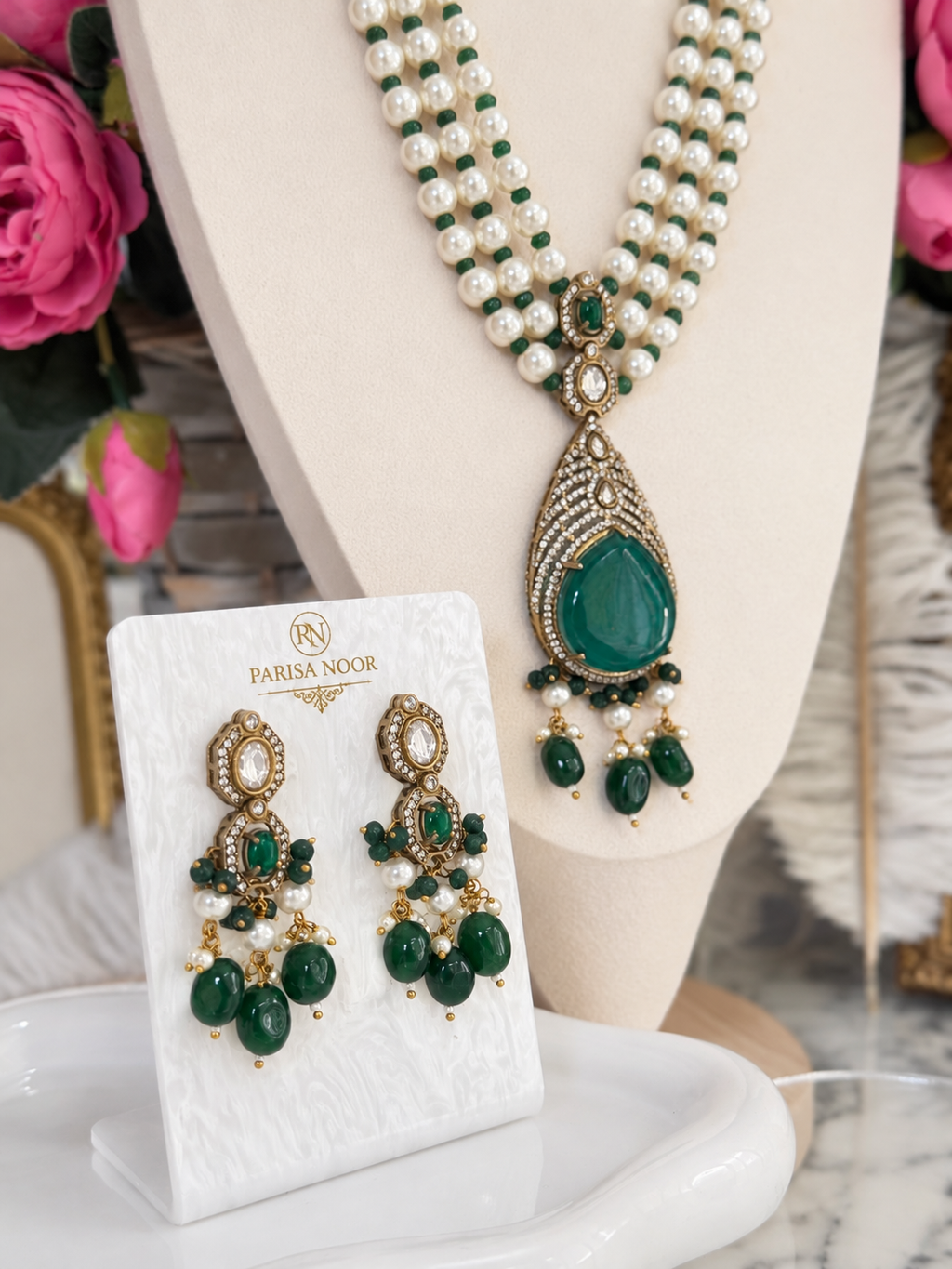 Arabella Victorian Emerald Designer Long Mala