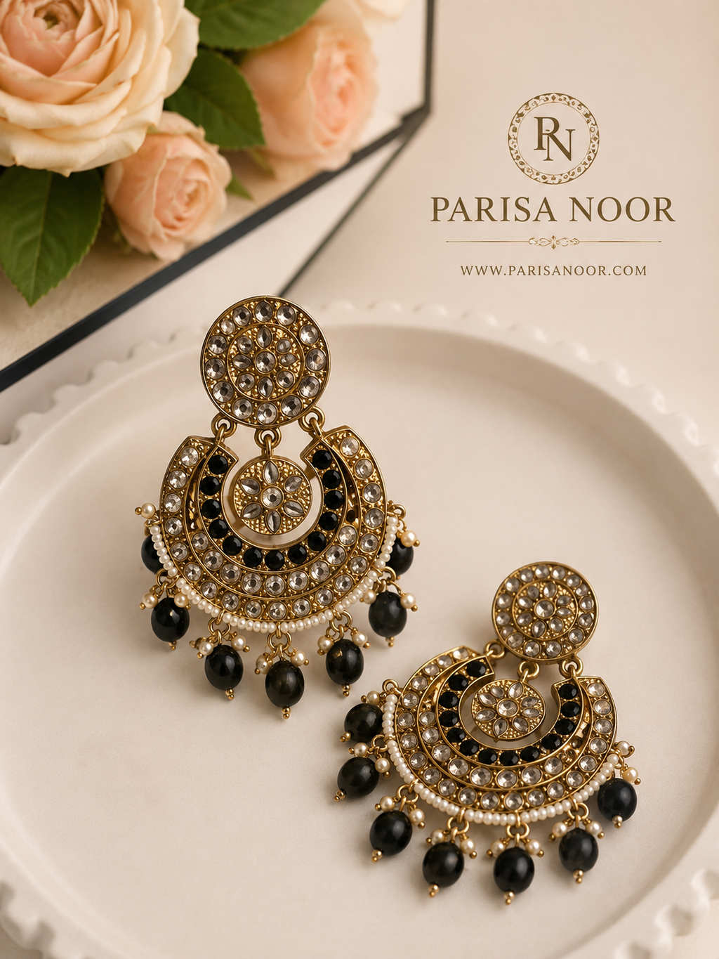 Noire Kundan Statement Earrings – Clearance Sale