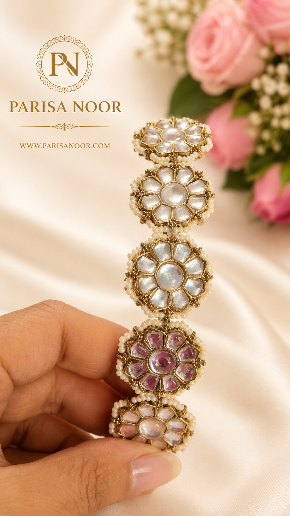 Aabroo Pearl Kundan Sheeshphool Ethnic Headband