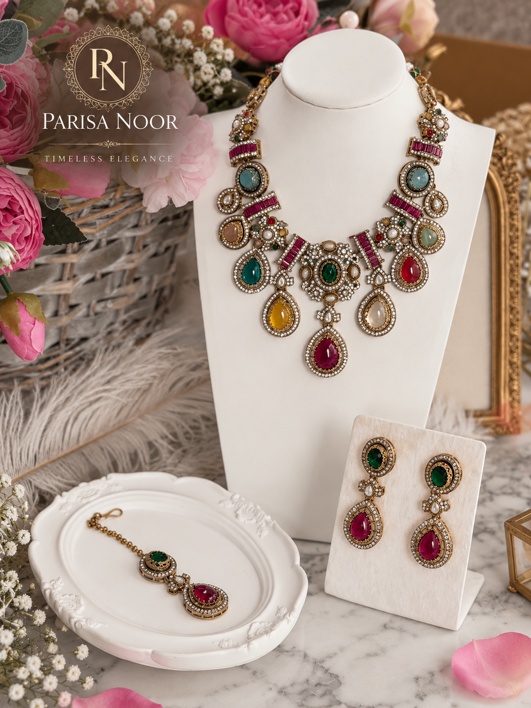 Zarvika Sabya Multicolour Designer Necklace Set