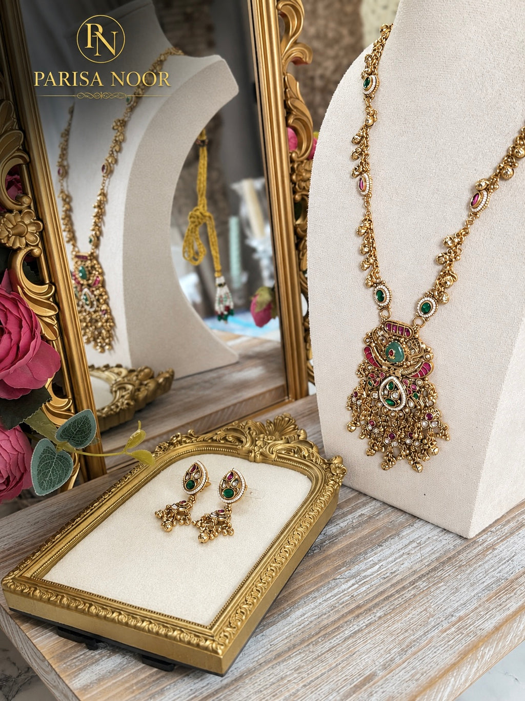 Afroze Rajwadi Heritage Long Necklace Set Ghungru✨