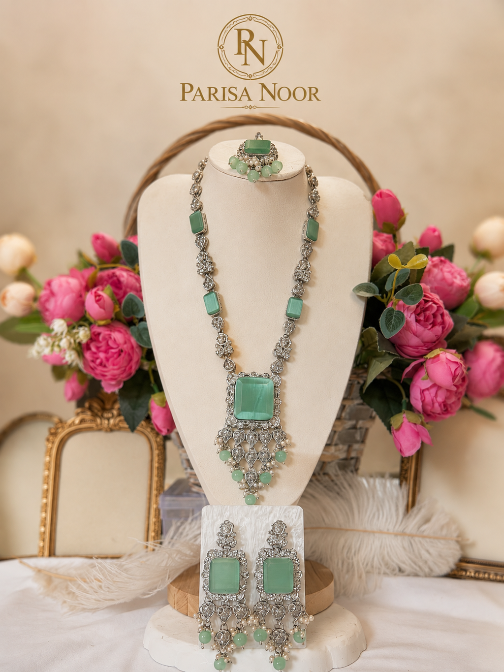 Aysel Mint Geeen Turkish Necklace Set