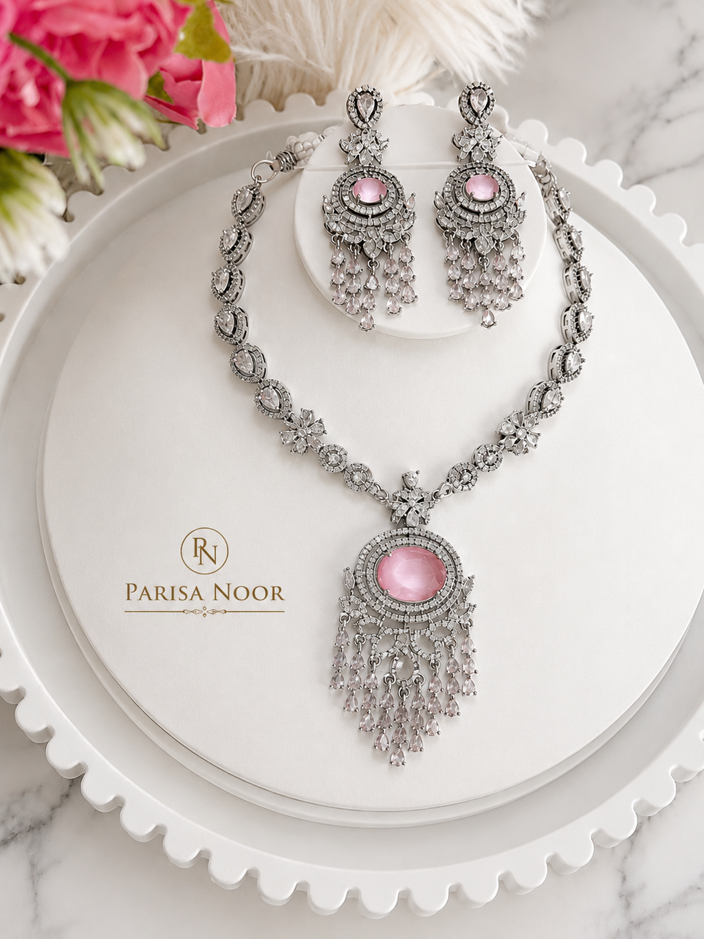 Zunaira Pink AD Designer Necklace Set