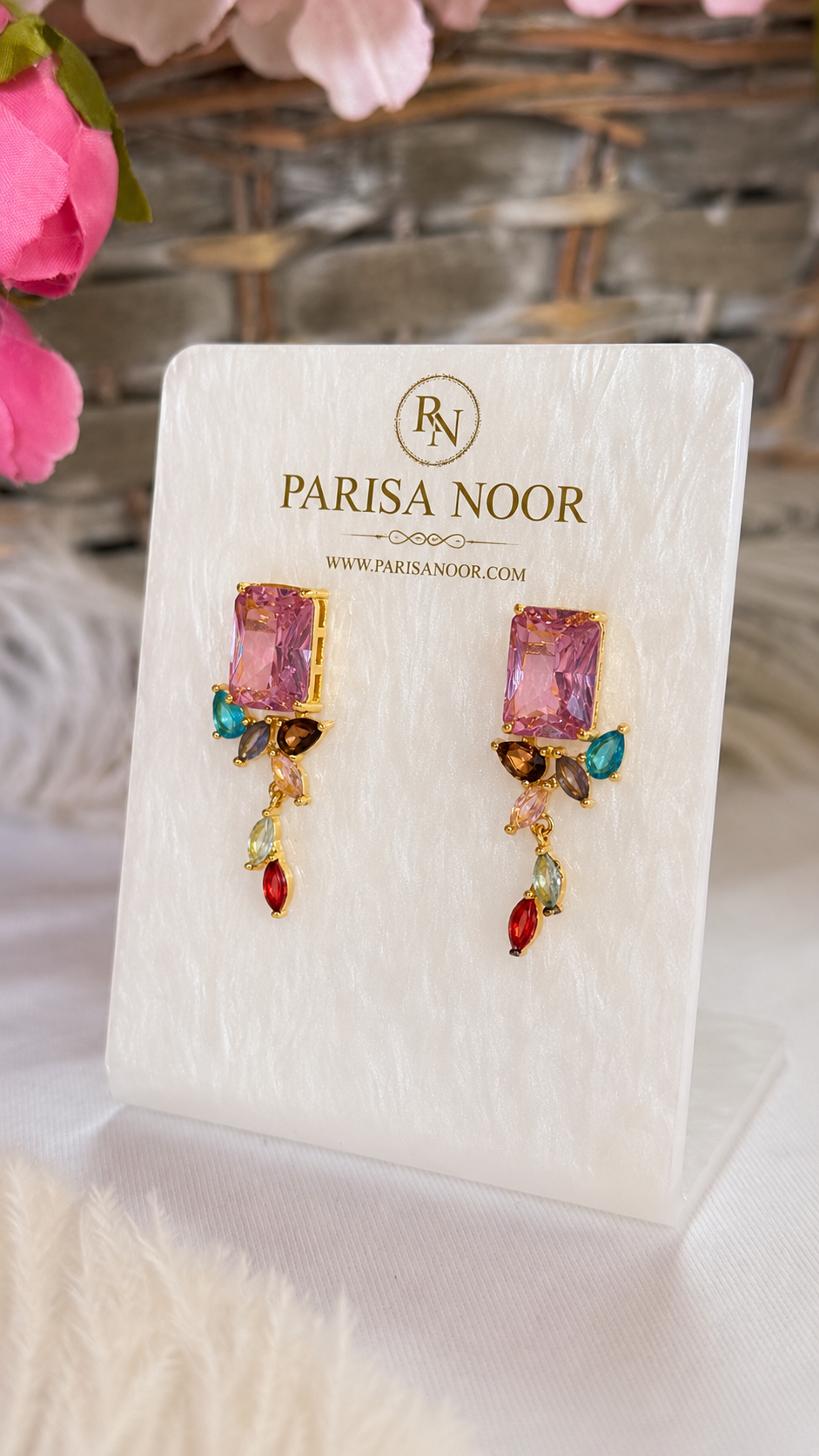 Elowen Pastel Crystal Drop Earrings