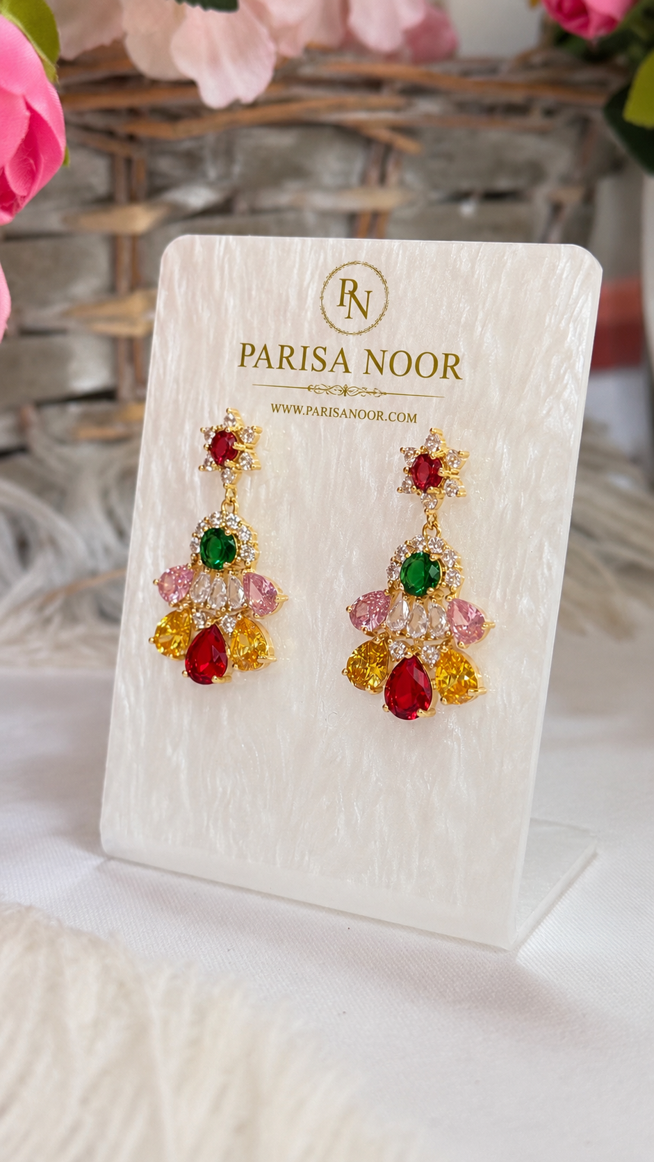 Safira Multicolour Cubic Zirconia Drop Earrings