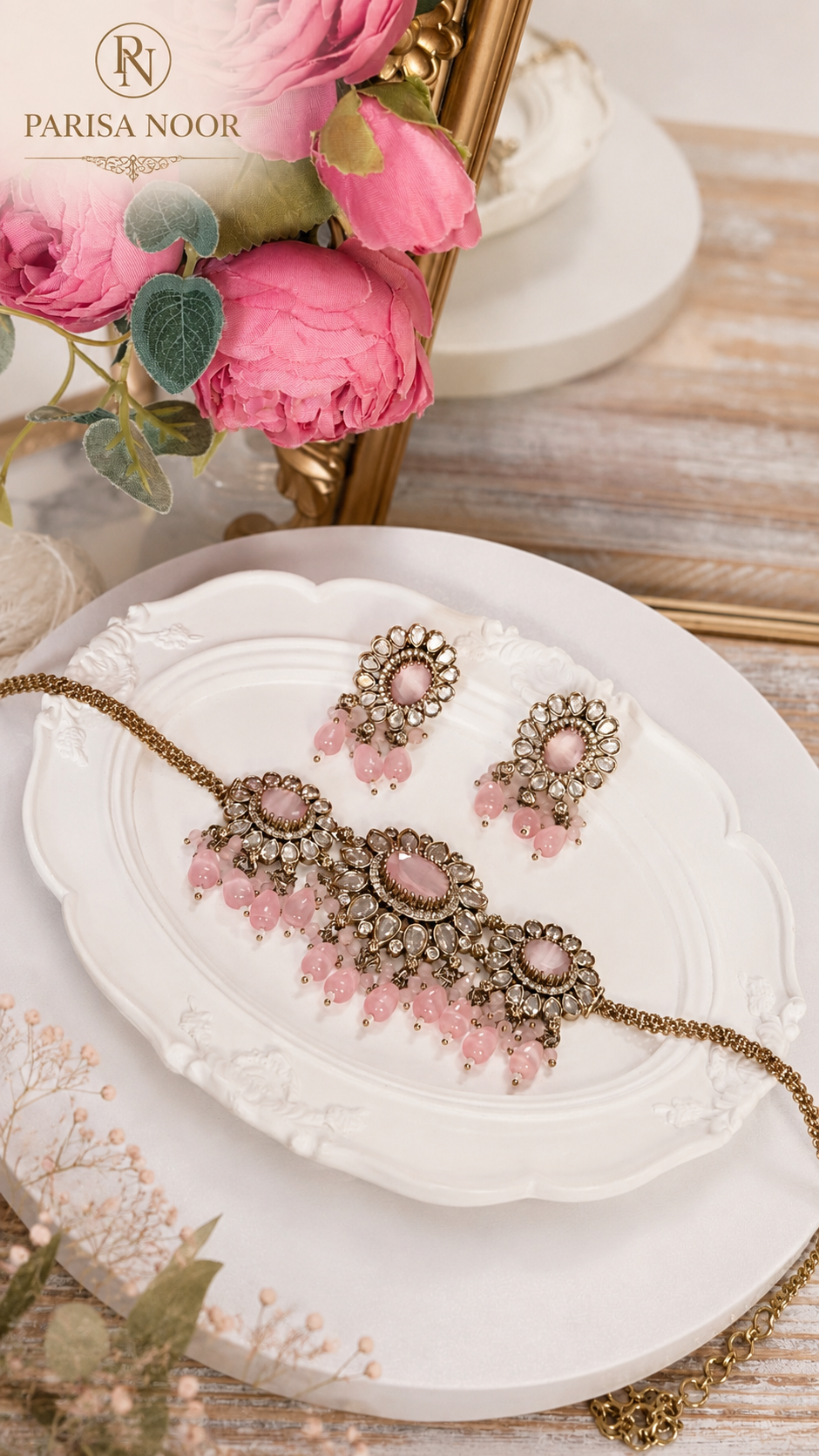 Radhika Pink Kundan Choker Set