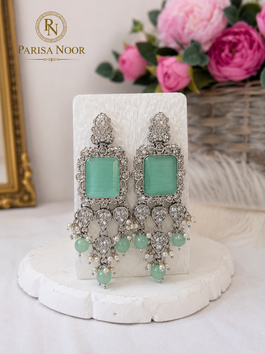 Aysel Mint Geeen Turkish Necklace Set