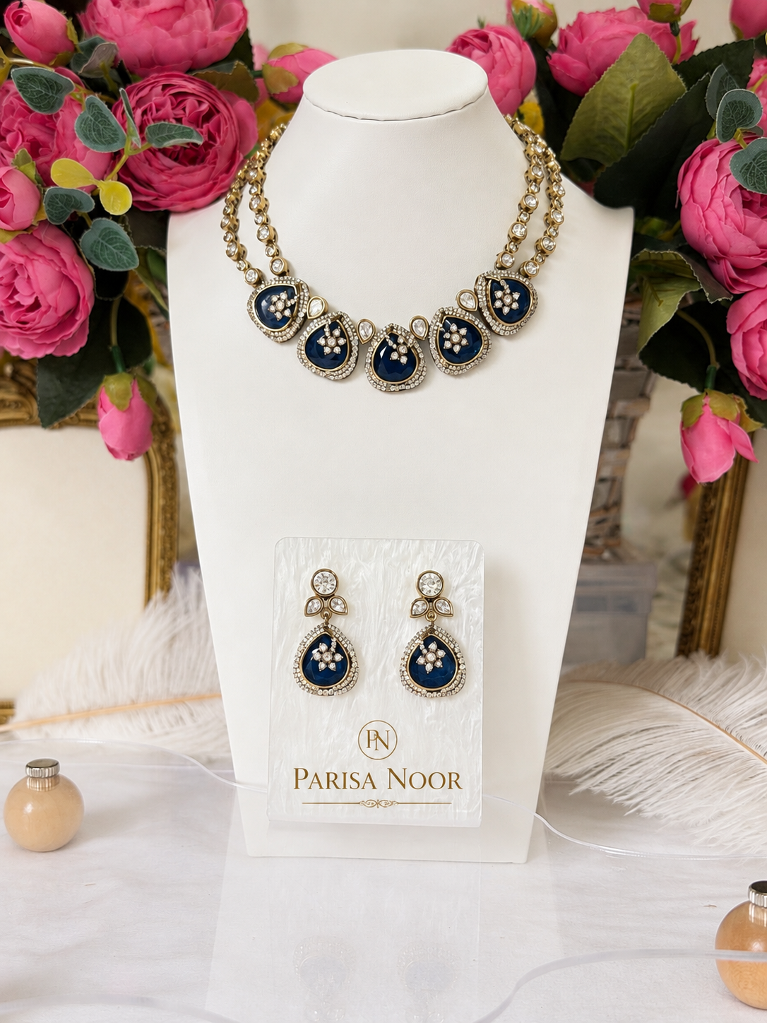 Nilaya Royal Blue Kundan Necklace Set