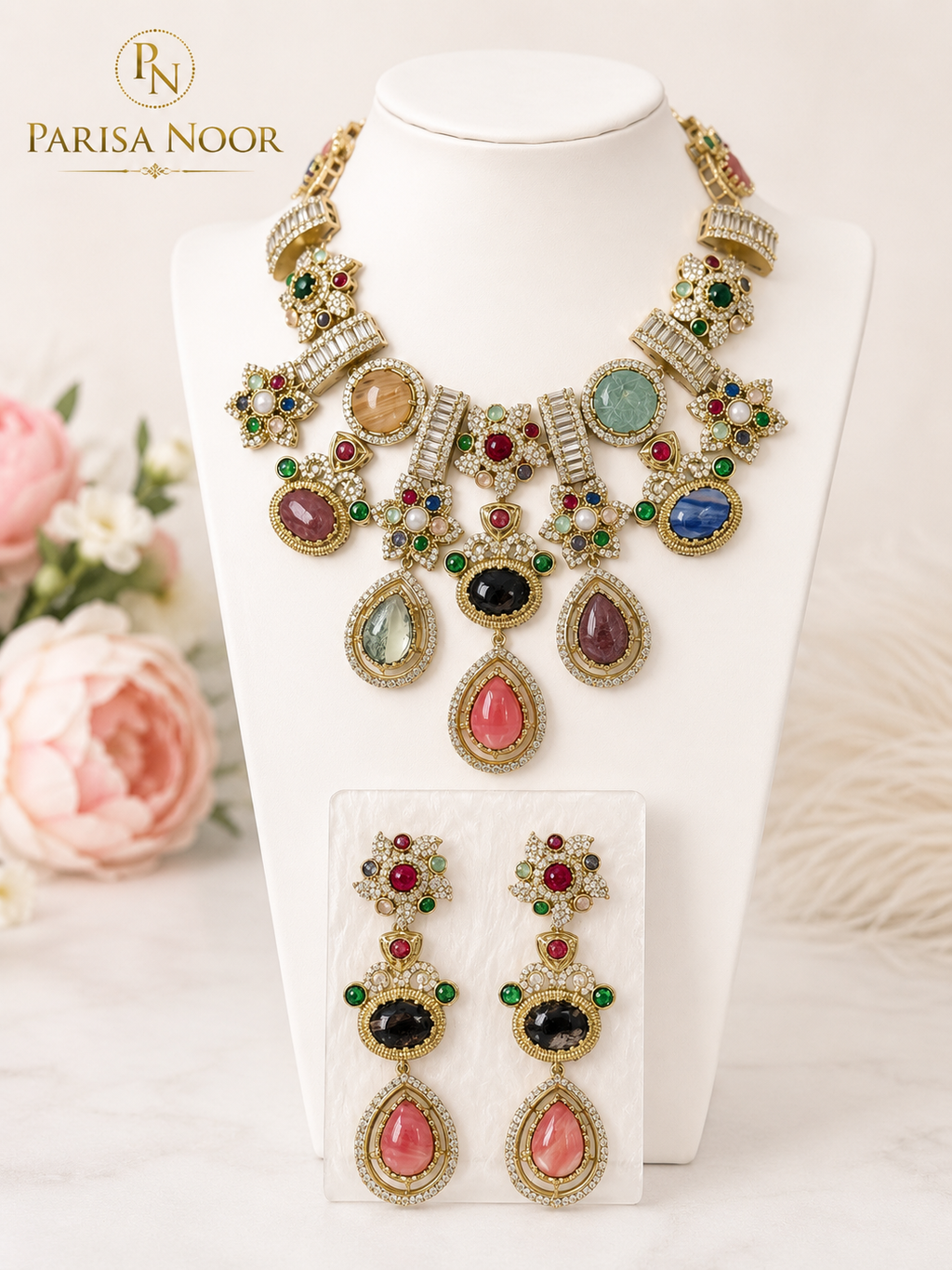 Mehruna Multicolour Heritage Statement Necklace Set