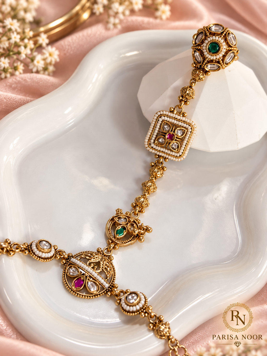 Aavriti Heritage Kundan Adjustable Hath Phool Hand Harnes